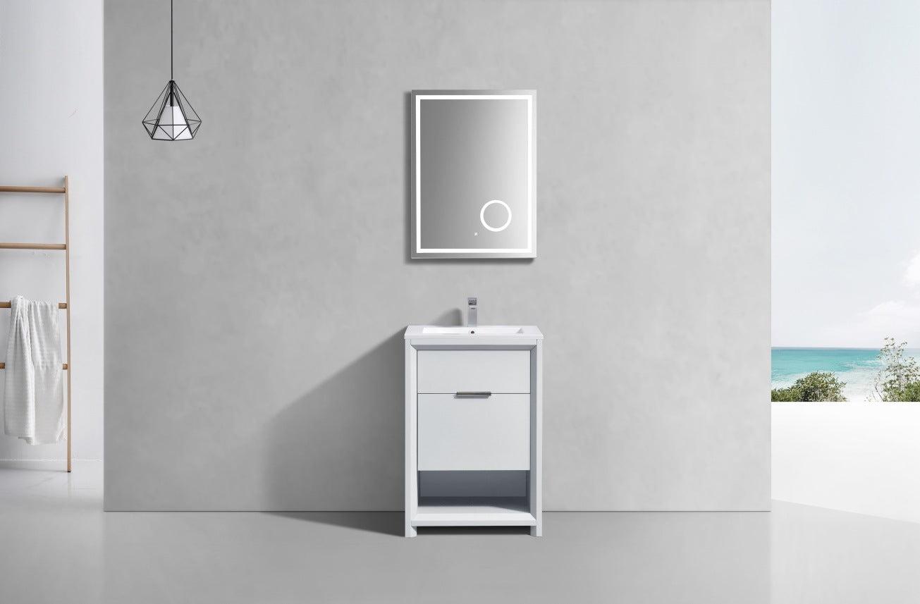 24″ Inch Nudo Kubebath Modern Bathroom Vanity In High Gloss White Finish