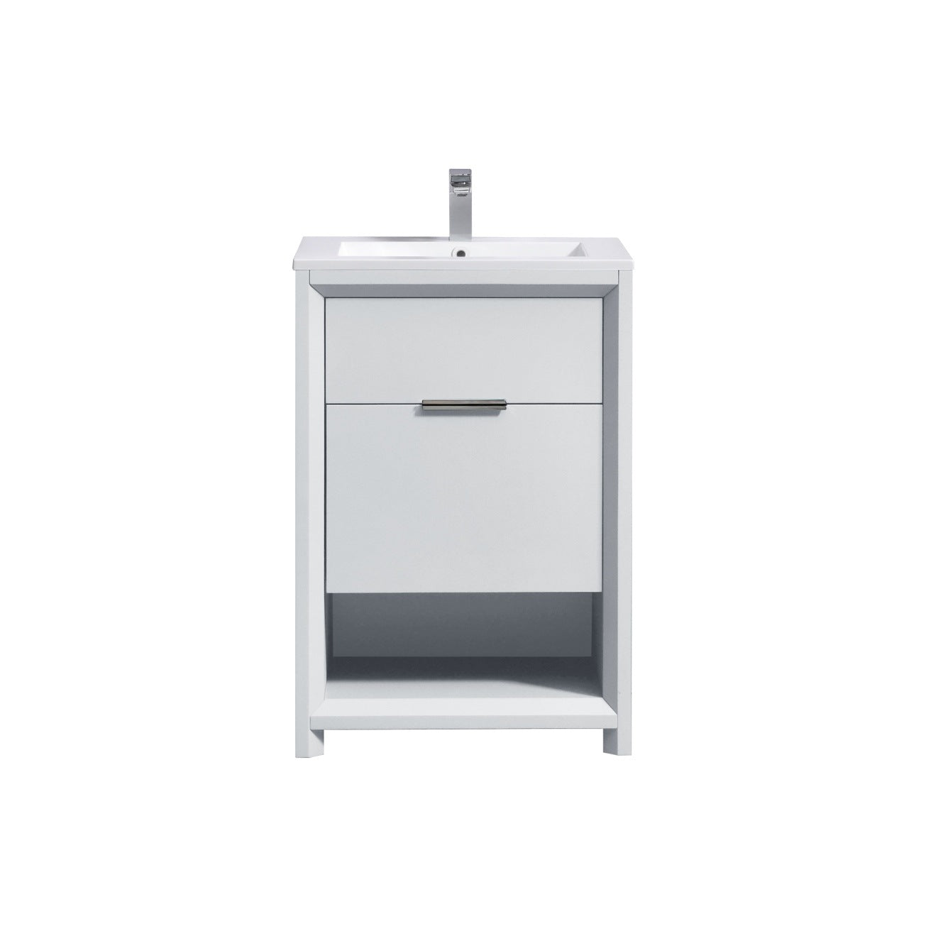 24″ Inch Nudo Kubebath Modern Bathroom Vanity In High Gloss White Finish