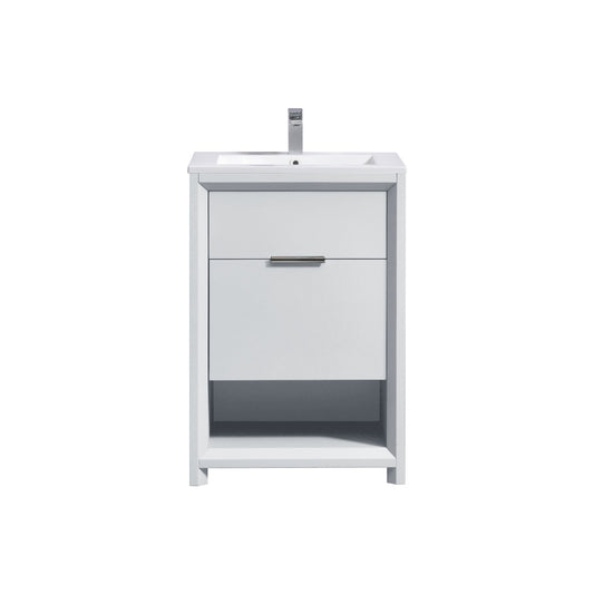 24″ Inch Nudo Kubebath Modern Bathroom Vanity In High Gloss White Finish