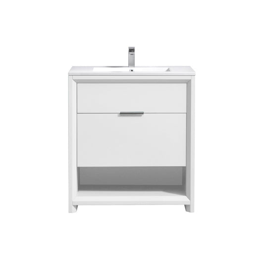32″ Inch Nudo Kubebath Modern Bathroom Vanity In High Gloss White Finish