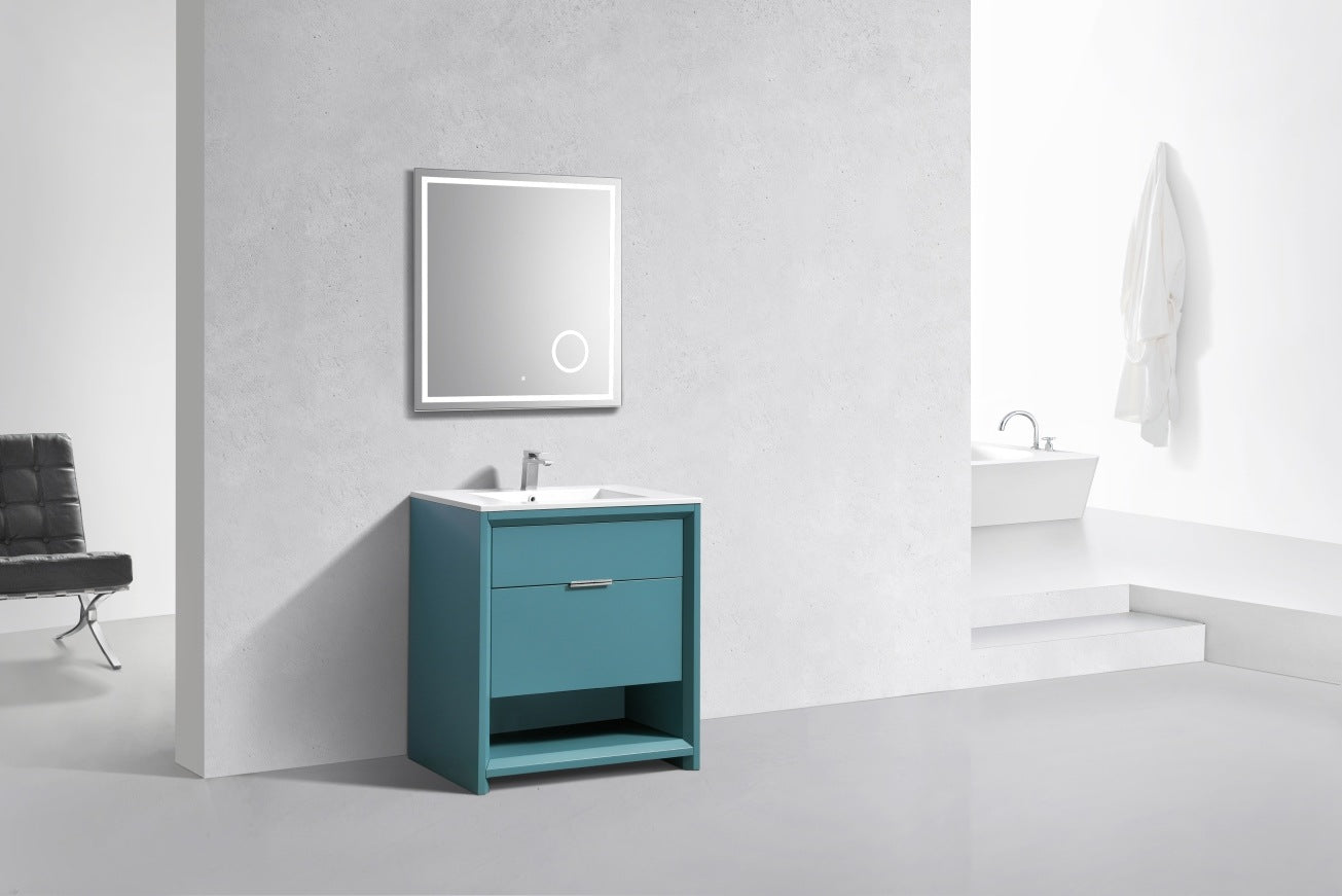 32″ Inch Nudo Kubebath Modern Bathroom Vanity In Teal Green Finish