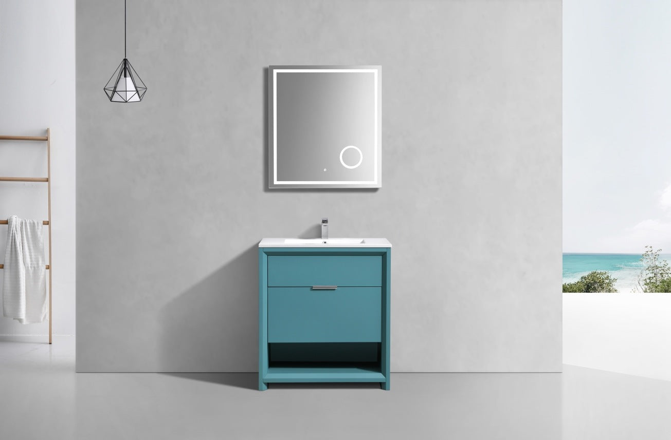 32″ Inch Nudo Kubebath Modern Bathroom Vanity In Teal Green Finish
