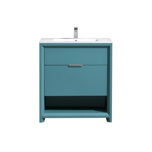 32″ Inch Nudo Kubebath Modern Bathroom Vanity In Teal Green Finish