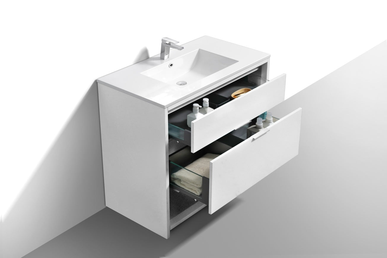 40″ Inch Nudo Kubebath Modern Bathroom Vanity In High Gloss White Finish