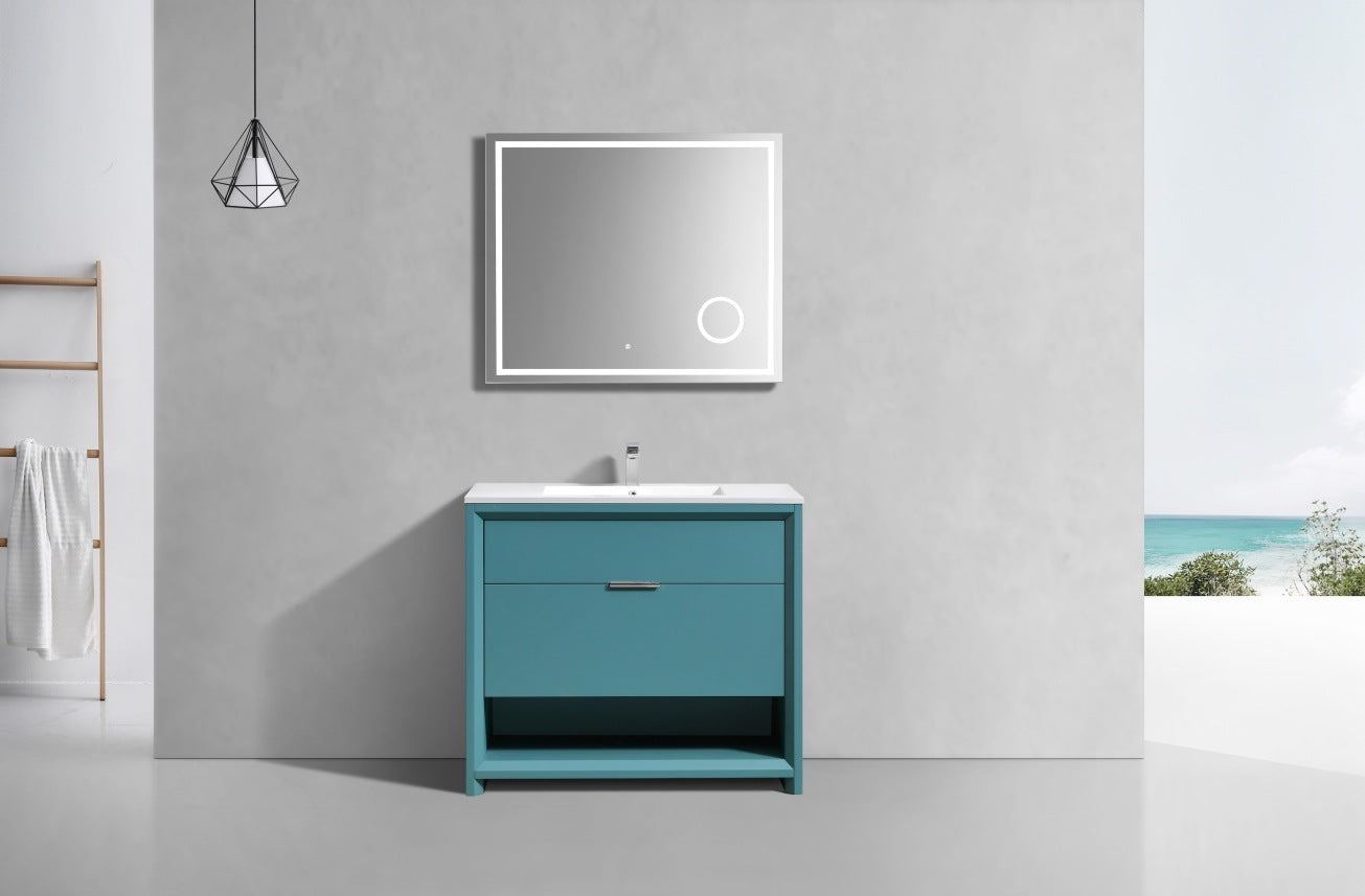 40″ Inch Nudo Kubebath Modern Bathroom Vanity In Teal Green Finish