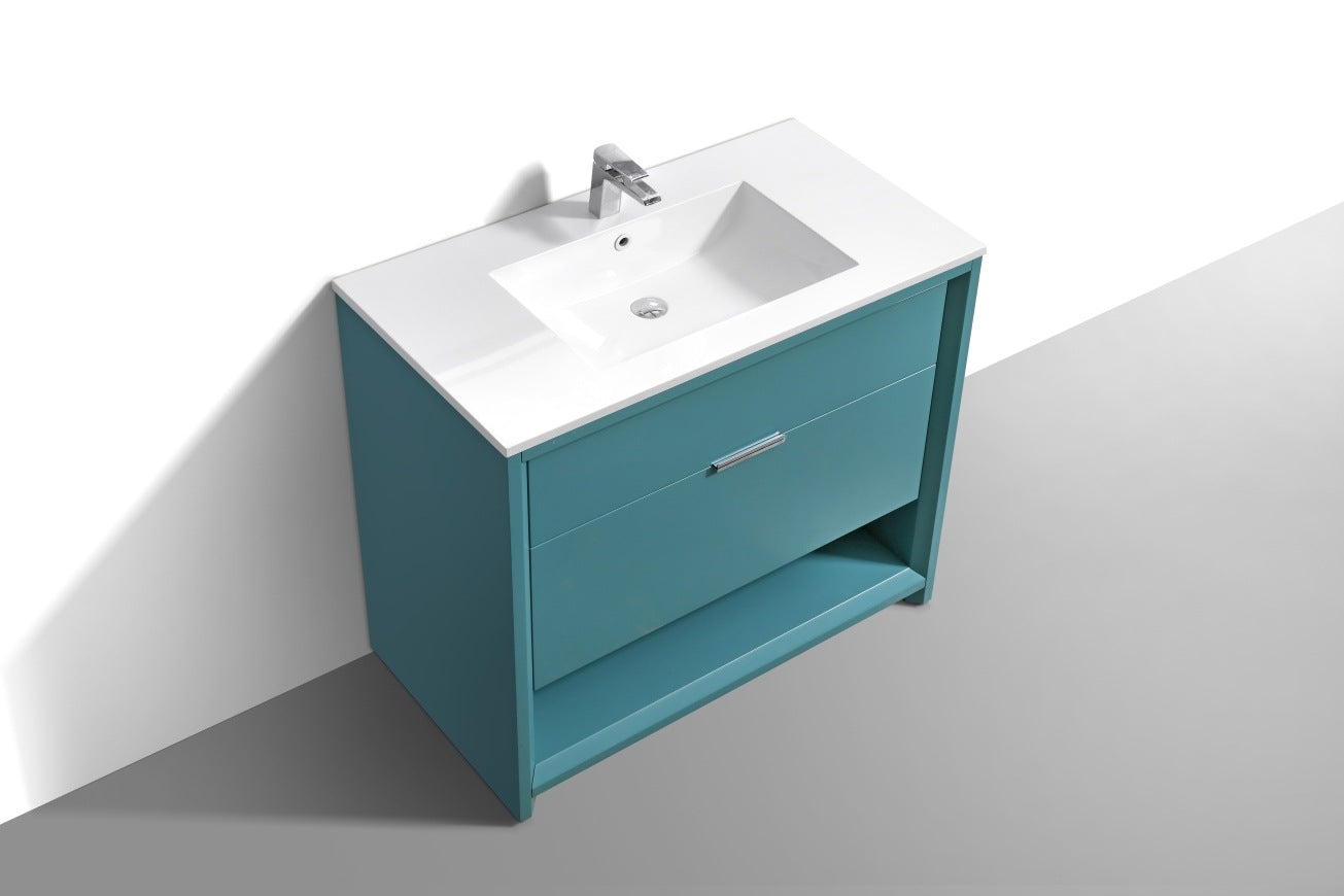 40″ Inch Nudo Kubebath Modern Bathroom Vanity In Teal Green Finish