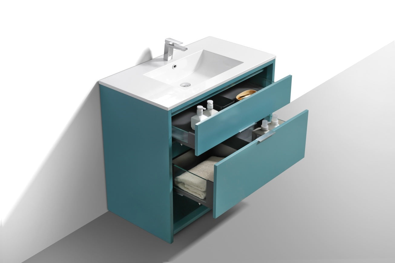 40″ Inch Nudo Kubebath Modern Bathroom Vanity In Teal Green Finish