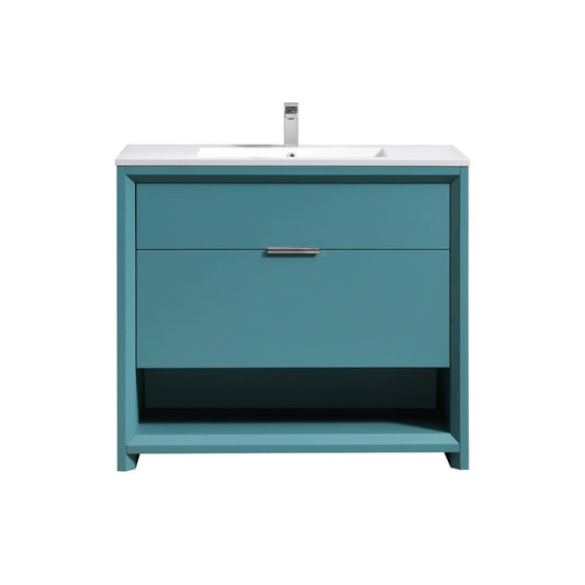40″ Inch Nudo Kubebath Modern Bathroom Vanity In Teal Green Finish