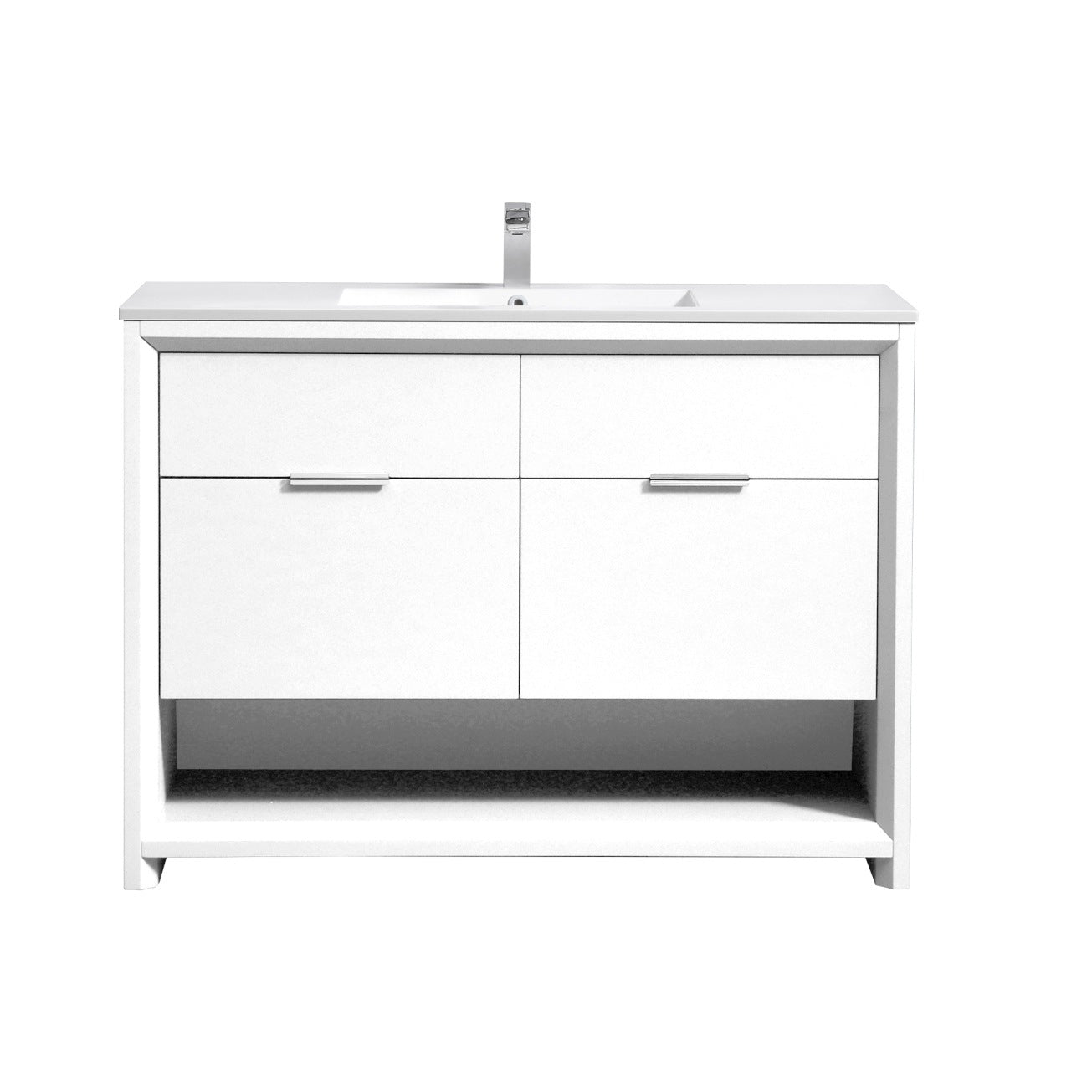 48″ Inch Single Sink Nudo Modern Bathroom Vanity In High Gloss White Finish