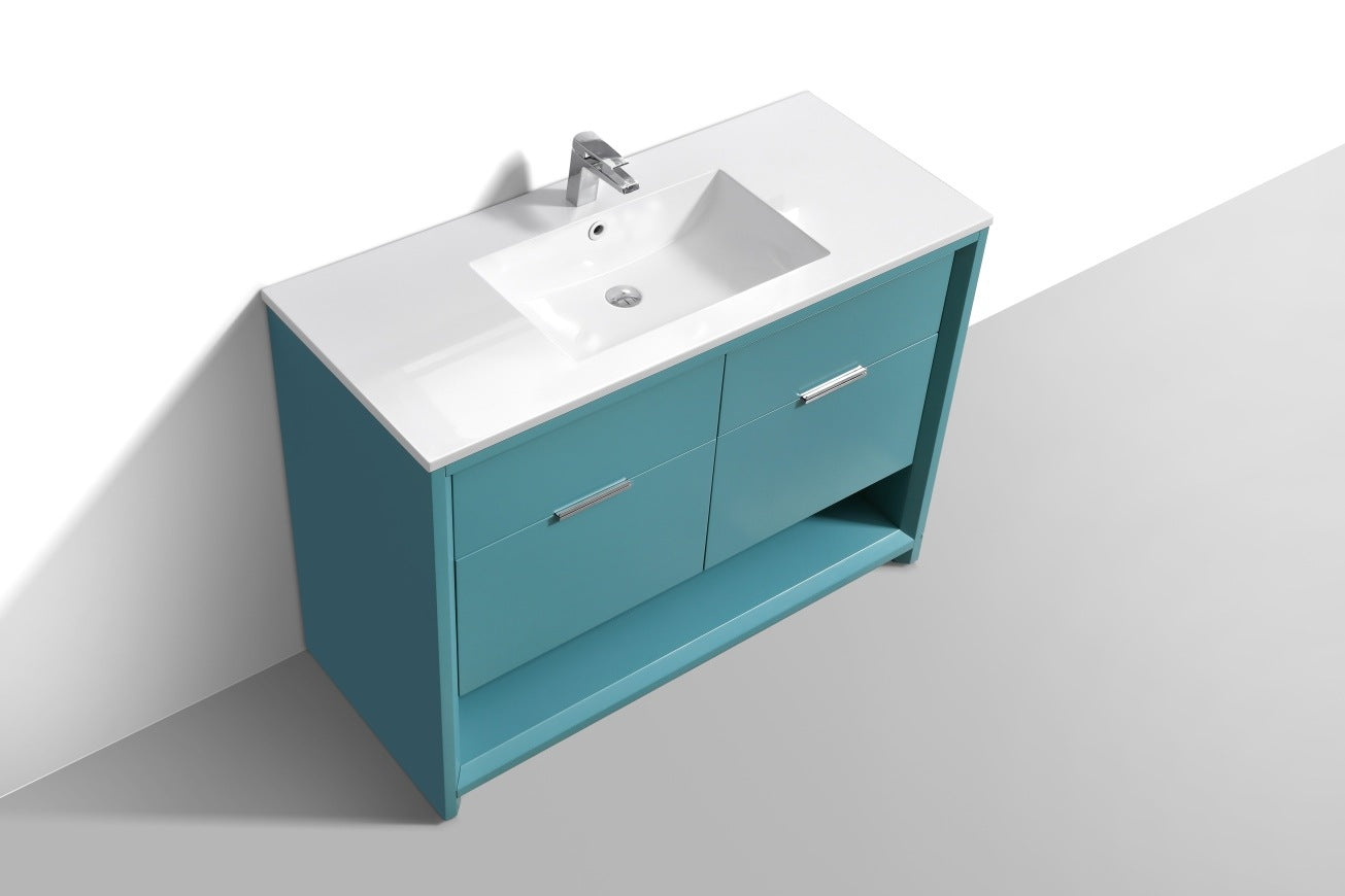 48″ Inch Single Sink Nudo Kubebath Modern Bathroom Vanity In Teal Green Finish
