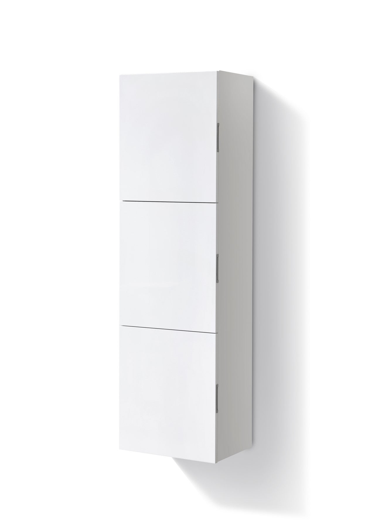 White Gloss White Linen Side Bathroom Cabinet w/ 3 Large Storage Areas