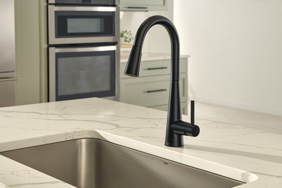 Moen MN-7864 1 Lever Handle 1 Or 3 Hole SLEEK High Arc Swivel Spout Pull-Down Kitchen Faucet 4-Spray ADA