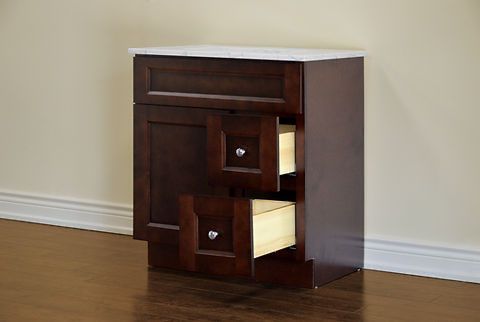 30″ Solid Wood Dark Walnut Shaker Style Vanity Ds30 With Quartz Top