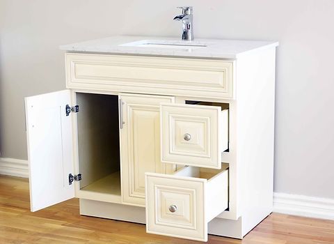 36″ Solid Wood Ivory White Classic Style Vanity Ic36 With Quartz Top