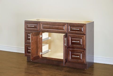 48" Solid Wood Dark Walnut Classic Style Vanity Dc48 With Quartz Top