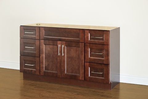 48" Inch Solid Wood Dark Walnut Shaker Style Vanity Ds48 With Quartz Top