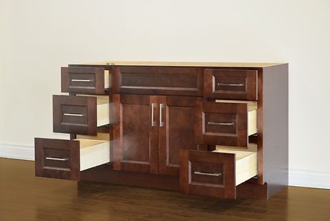 48" Inch Solid Wood Dark Walnut Shaker Style Vanity Ds48 With Quartz Top