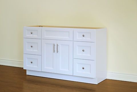 54"Inch Solid Wood White Shaker Style Vanity Ws54 With Quartz Top