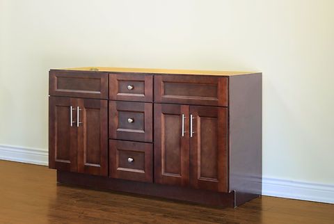 60" Inch Double Sink Solid Wood Dark Walnut Shaker Style Vanity Ds60dd With Quartz Top
