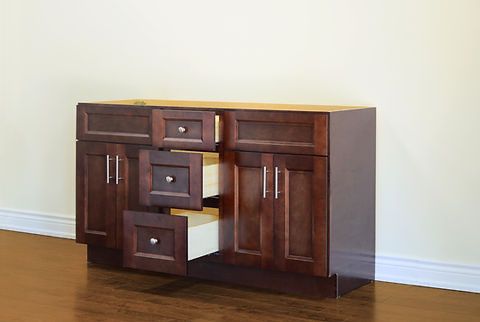 60" Inch Solid Wood Dark Walnut Shaker Style Vanity Ds60dd With Quartz Top