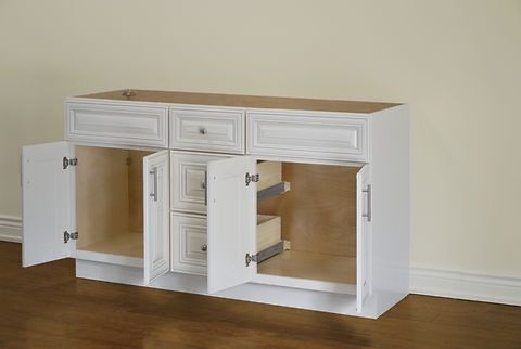 60" Inch Solid Wood Ivory White Classic Style Vanity Ic60dd With Quartz Top