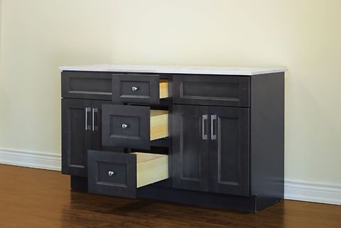 60" Inch Solid Wood Charcoal Shaker Style Vanity Dgs60dd With Quartz Top
