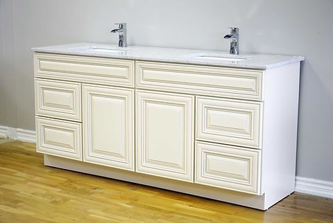 72" Inch Solid Wood Ivory White Classic Style Vanity Ic72 With Quartz Top