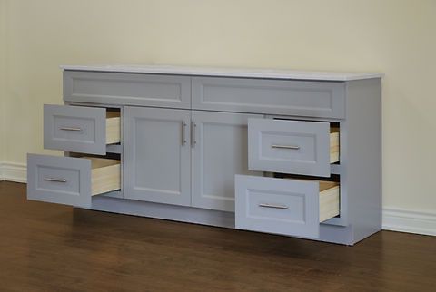 72" Inch Solid Wood Light Grey Shaker Style Vanity Gs72 With Quartz Top
