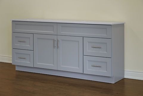 72" Inch Solid Wood Light Grey Shaker Style Vanity Gs72 With Quartz Top
