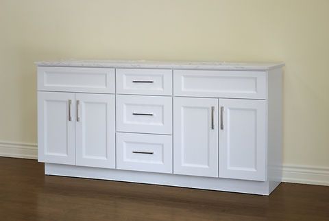 72" Inch Solid Wood White Shaker Style Vanity Ws72 With Quartz Top