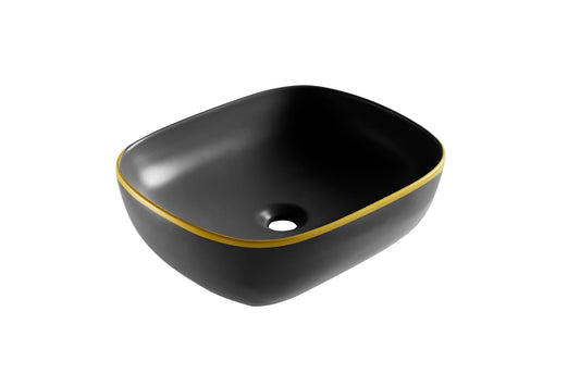 Modeno Modern Basin Matte Black And Gold A419-Mw+Gl
