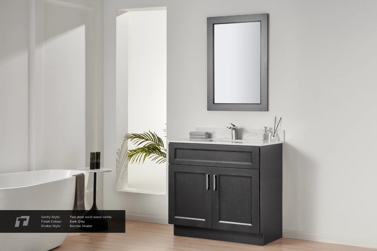 24″ Solid Wood Charcoal Shaker Style Vanity Dgs24 With Quartz Top