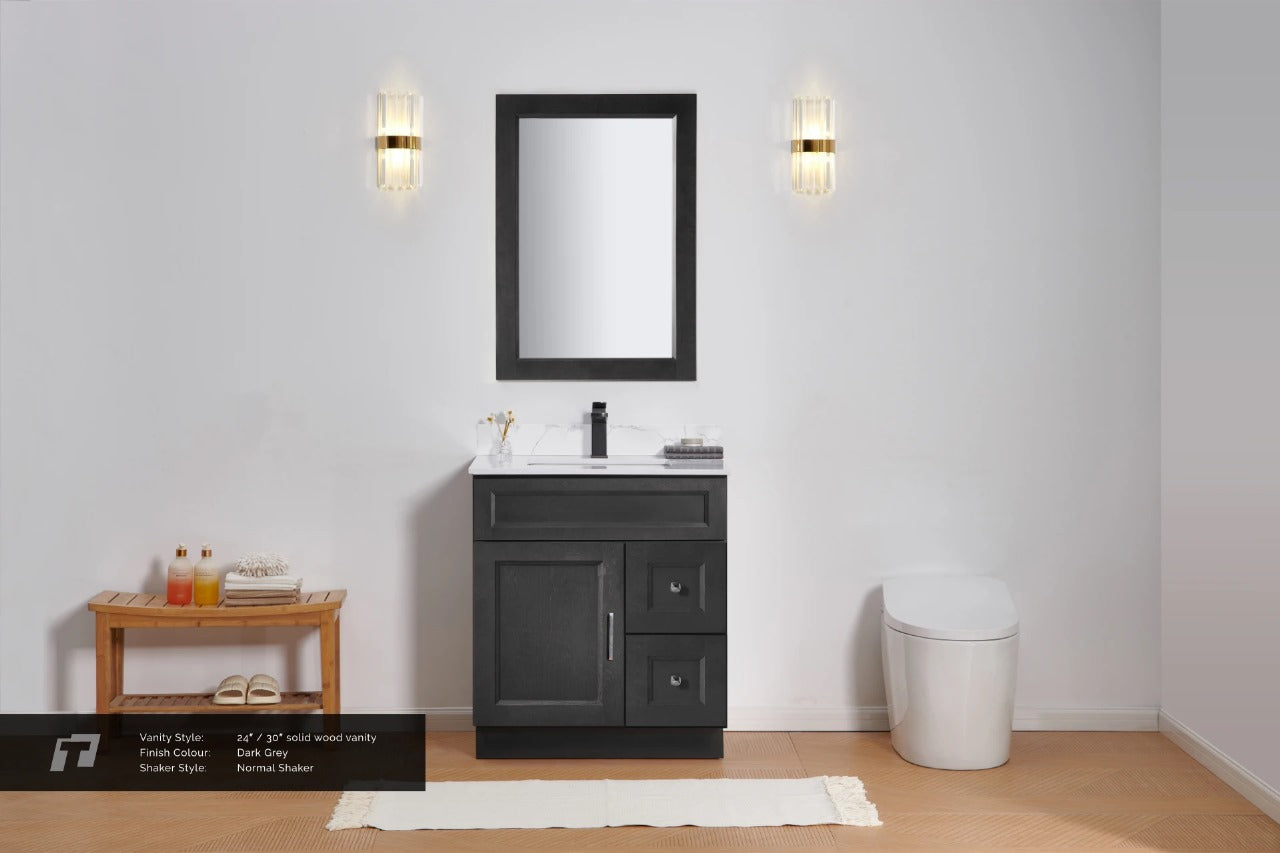 30″ Solid Wood Charcoal Shaker Style Vanity Dgs30 With Quartz Top