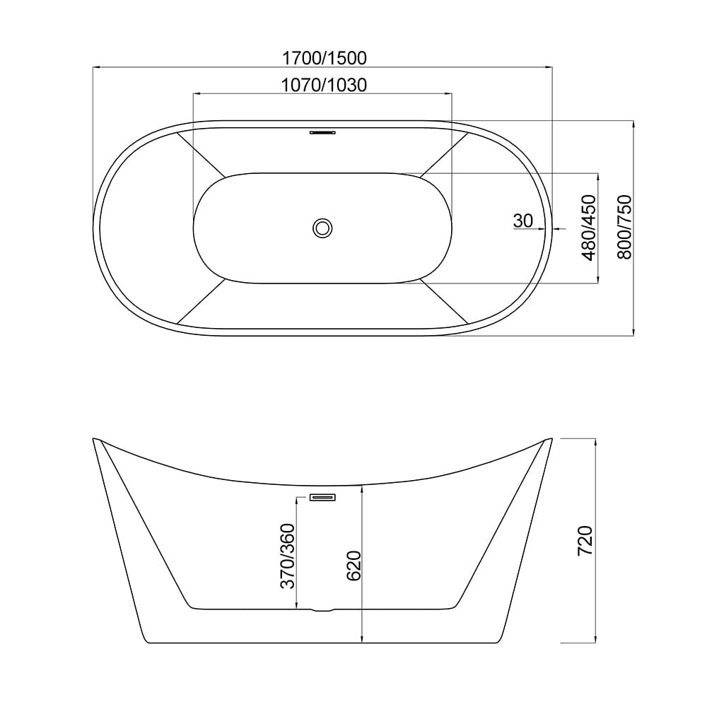 F&D RL-MF-1202 Free Standing Bath Tub 60" and 67" Inches