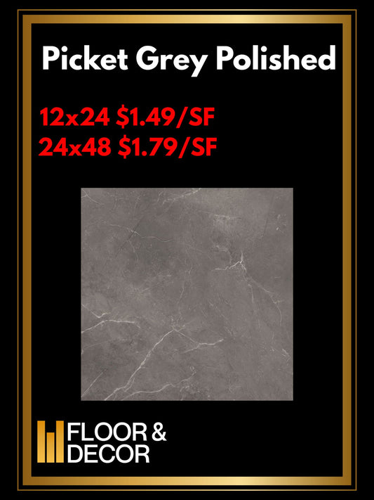 Picket Grey Polished 12x24 @1.49/sf And 24x48 @1.79/sf