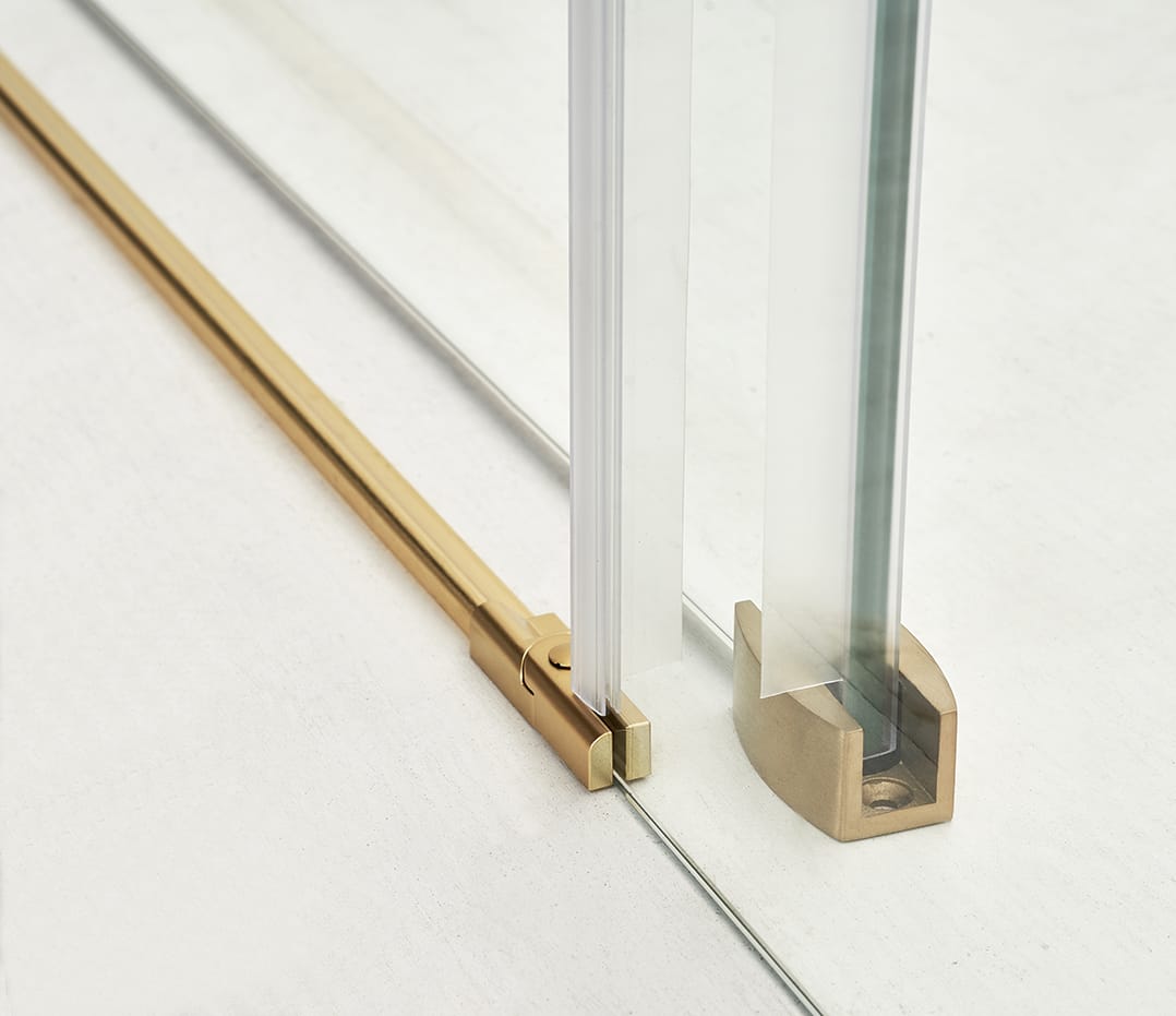 F&D Frameless Shower Glass Door - Brushed Gold