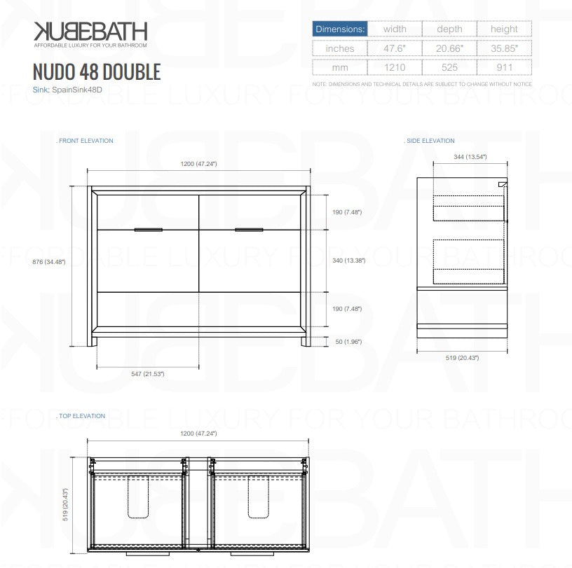 48″ Inch Double Sink Nudo Modern Bathroom Vanity In Teal Green Finish