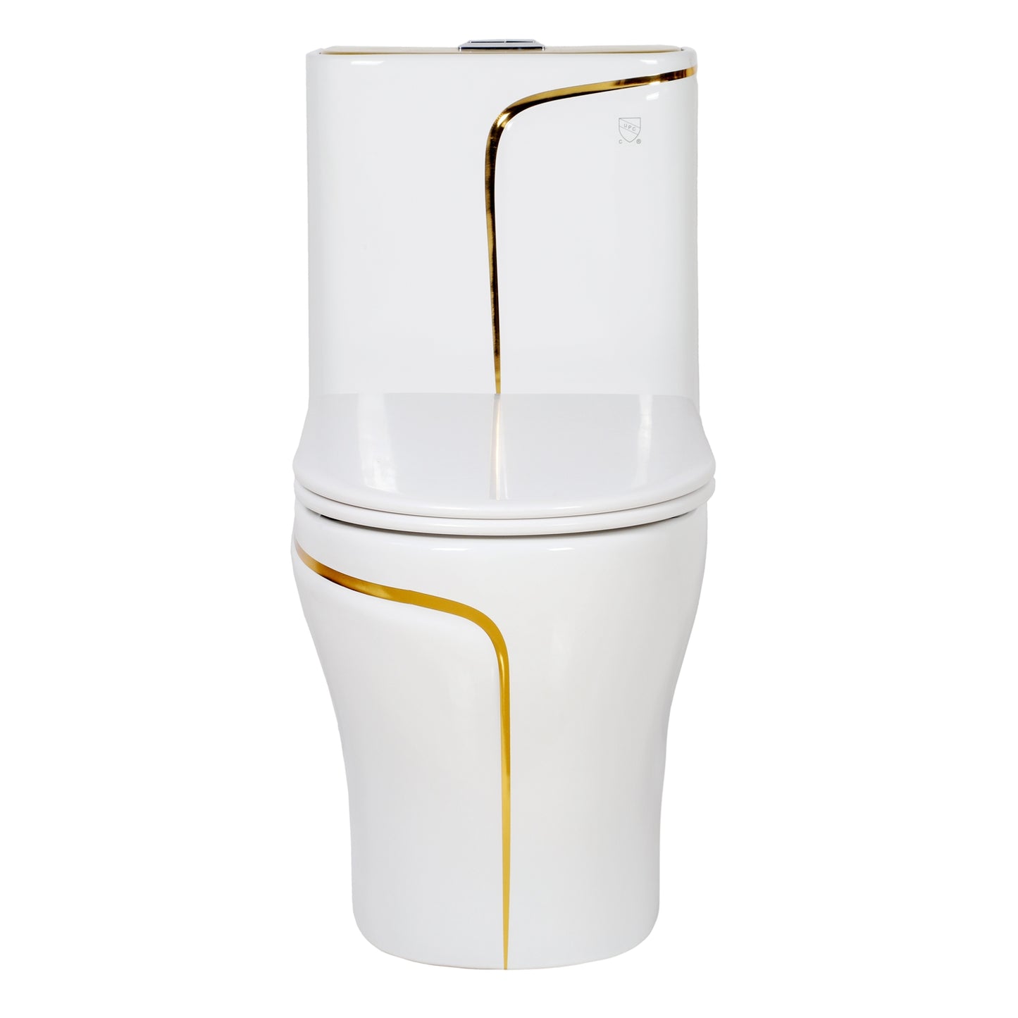 F&D One- Piece Toilet With Elongated Bowl White & Gold 6010