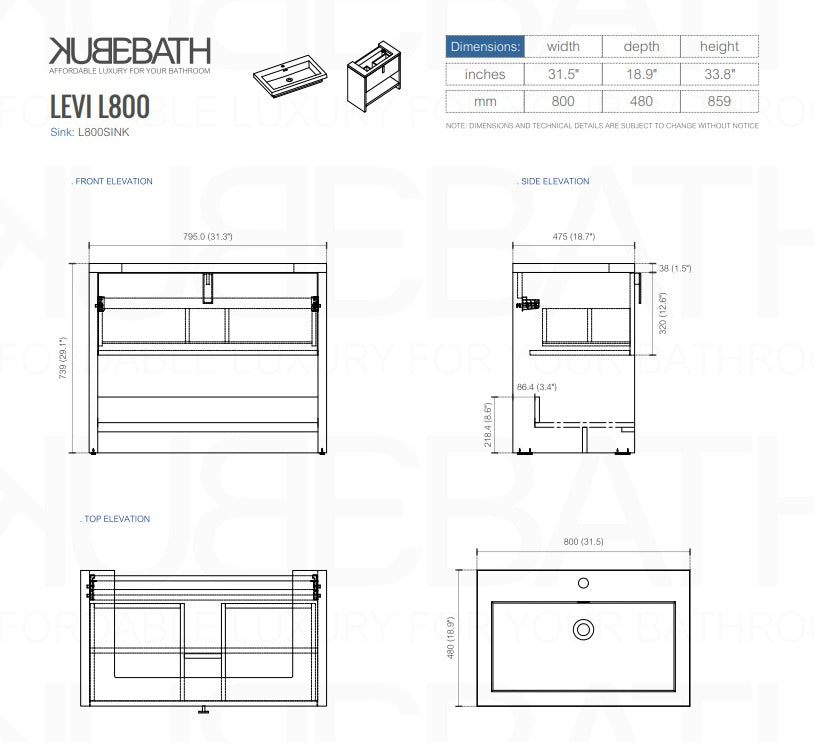 Levi 32″ Inch Butternut Modern Bathroom Vanity W/ Cubby Hole