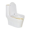 F&D One- Piece Toilet With Elongated Bowl White & Gold 6010