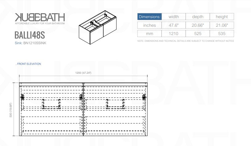 48″ Inch Single Sink Balli Modern Bathroom Vanity In White Oak Finish