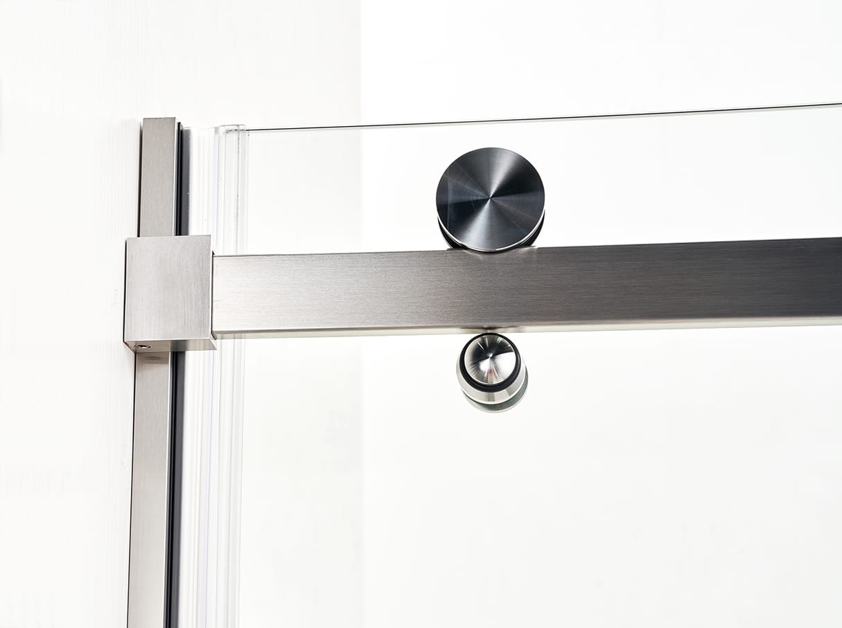 F&D Frameless Shower Glass Door - Brushed Nickle