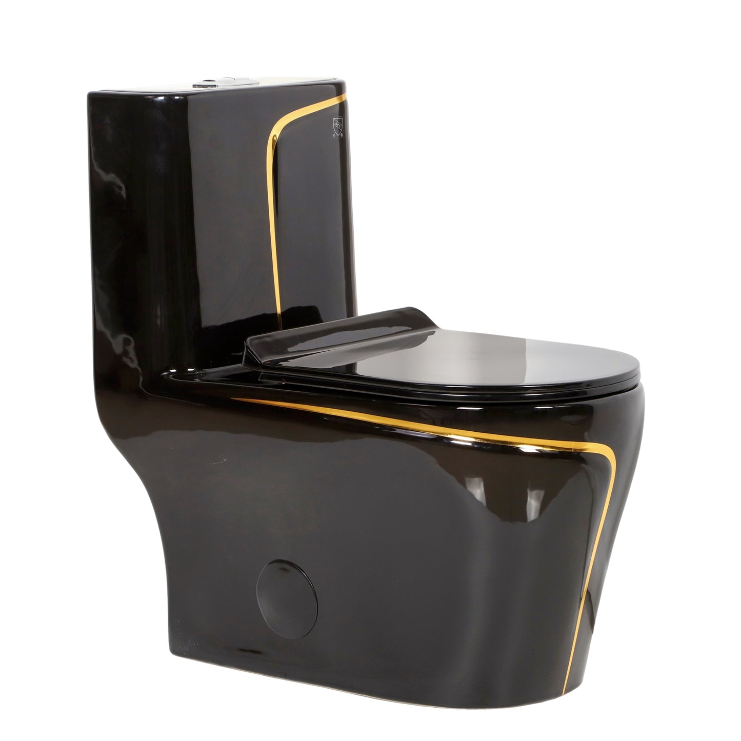 F&D One- Piece Toilet With Elongated Bowl Black & Gold 6011