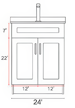 White Powder Room Vanity GLW With Ceramic Sink