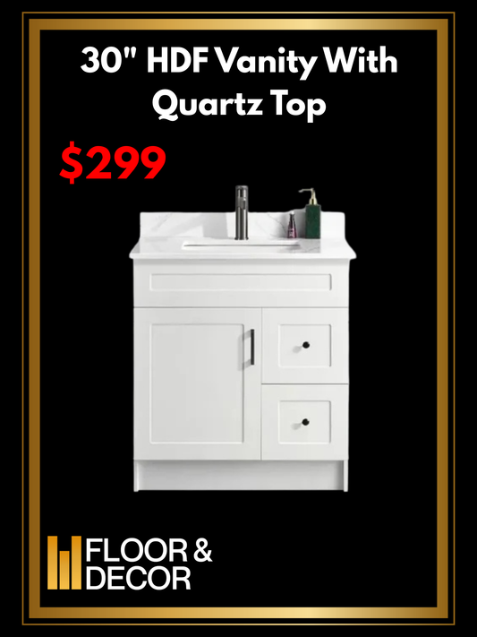 30" HDF Vanity With Quartz Top