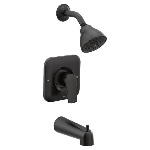 Moen MN-T2813BL Rizon 1 Lever Handle Posi-Temp Pressure Balance Bath And Shower Trim Black Diverter Spout ADA