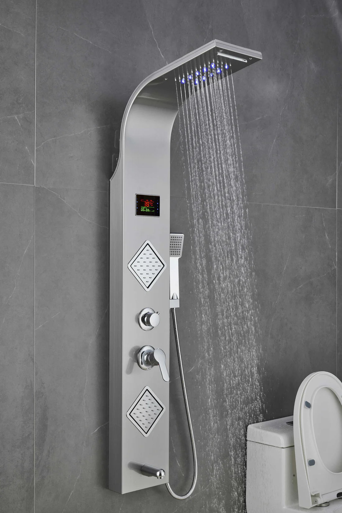 Luxury Shower Panel Tower Stainless Steel with LCD Screen-ZM6215