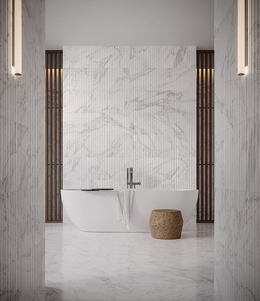 Anatolia Raffino Bianco Vita 12x36 Rectified Matte @5.70/sf, 12x36 Curva/Alto Rectified Matte @6.00/sf and 3x12 @5.60/sf