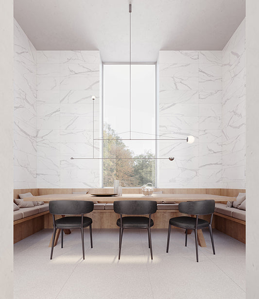 Anatolia Raffino Statuario Valore 12x36 Rectified Matte @5.70/sf, 12x36 Curva/Alto Rectified Matte @6.00/sf and 3x12 @5.60/sf