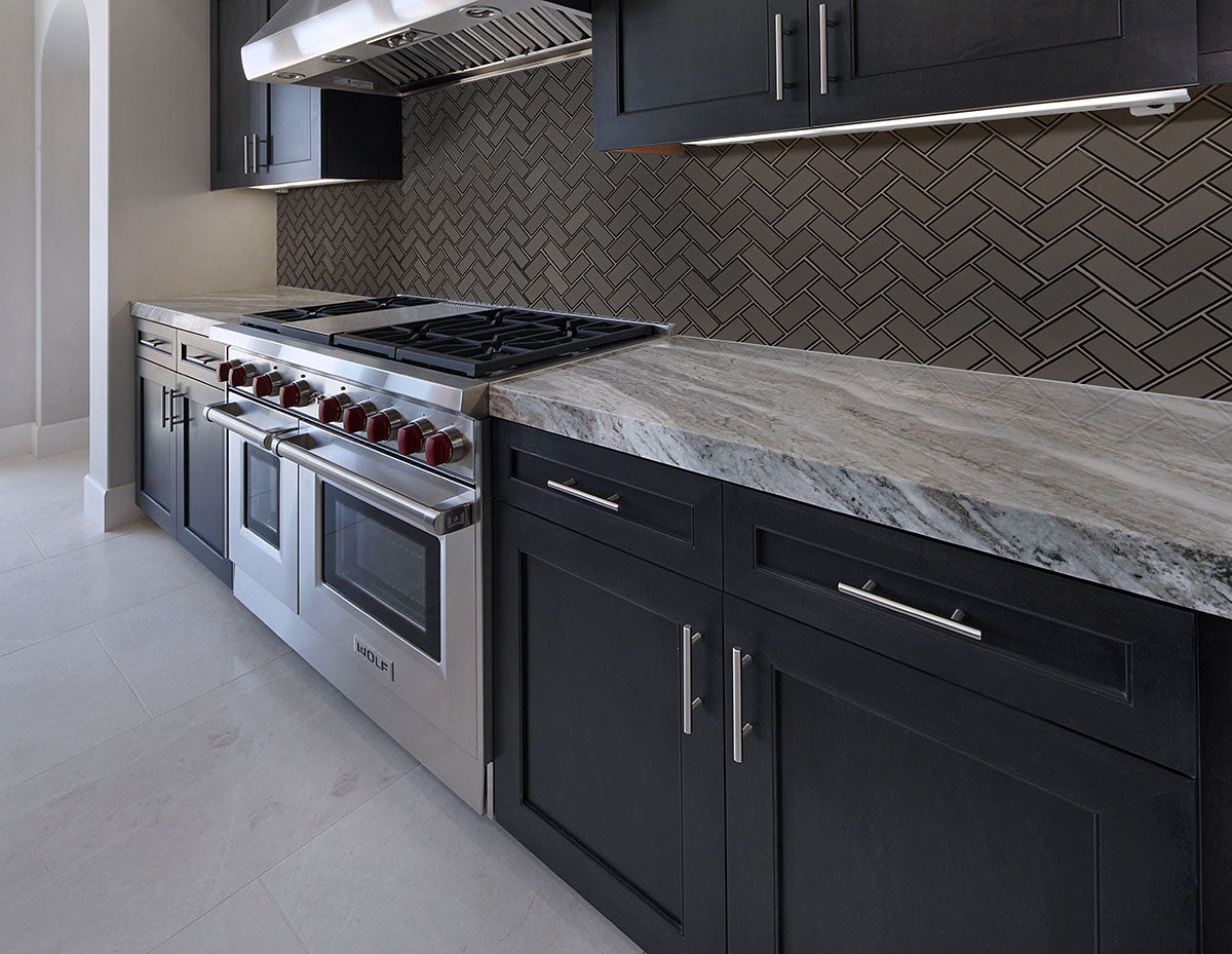 Metallic Gray Bevel Herringbone @25.94/sf